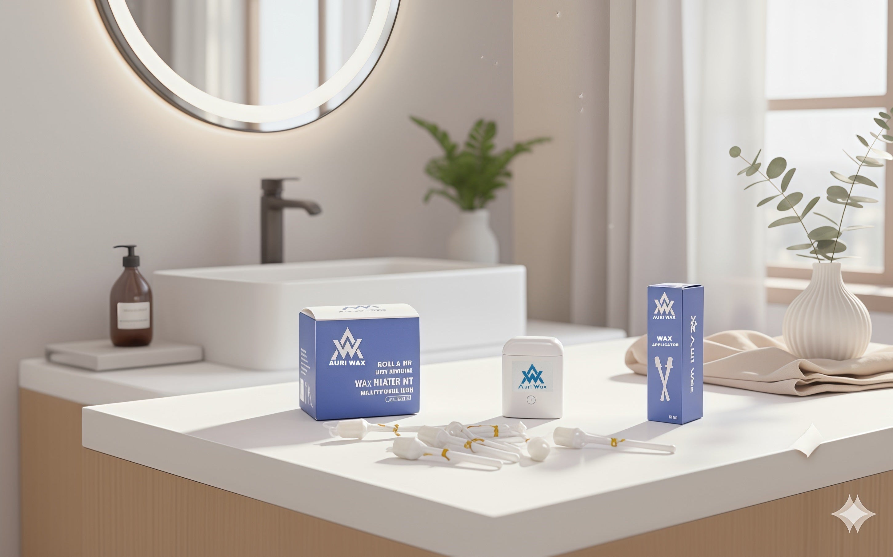 Produit Auri Wax posé dans une salle de bain